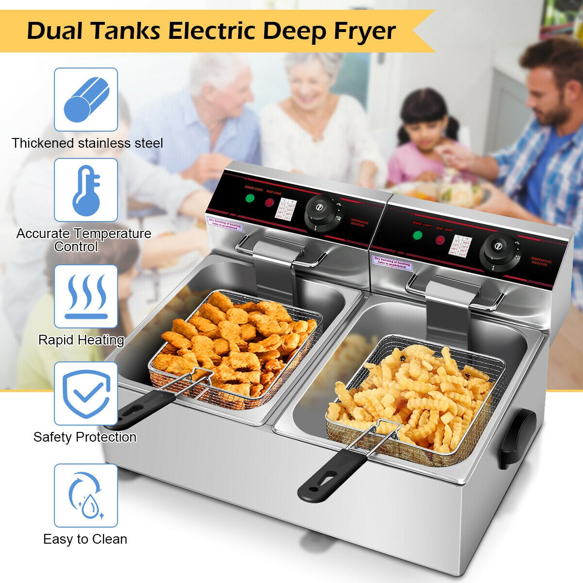 3400W Dual Tank Electric Countertop Deep FryerÂ
