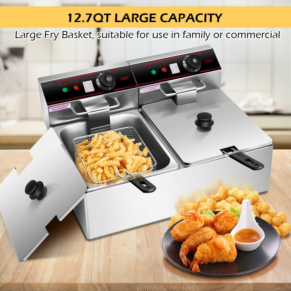 3400W Dual Tank Electric Countertop Deep FryerÂ