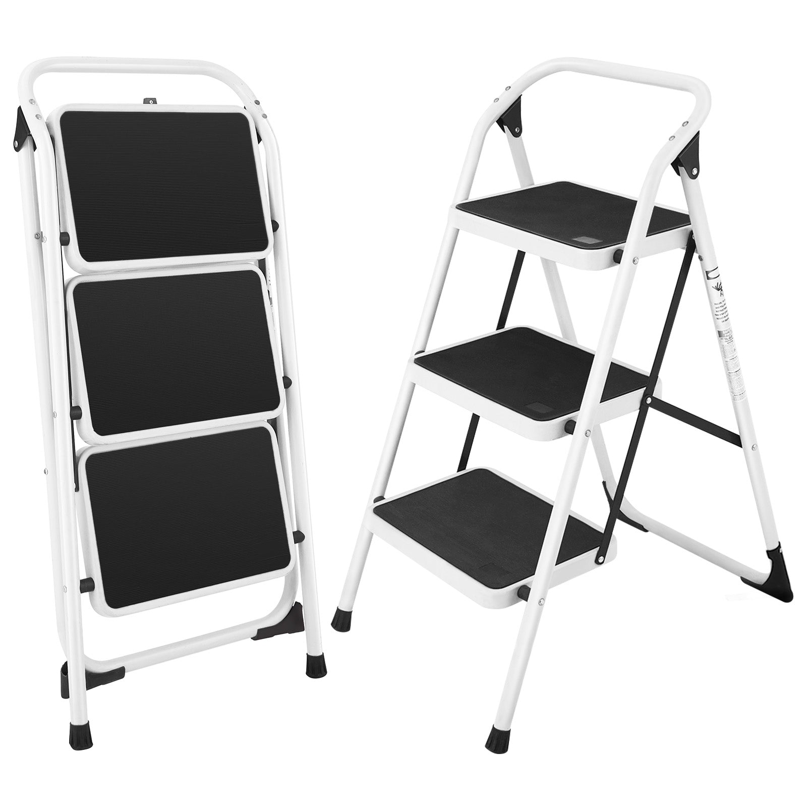 Folding 3-Step Ladder with Handgrip and Anti-Slip PlatformÂ