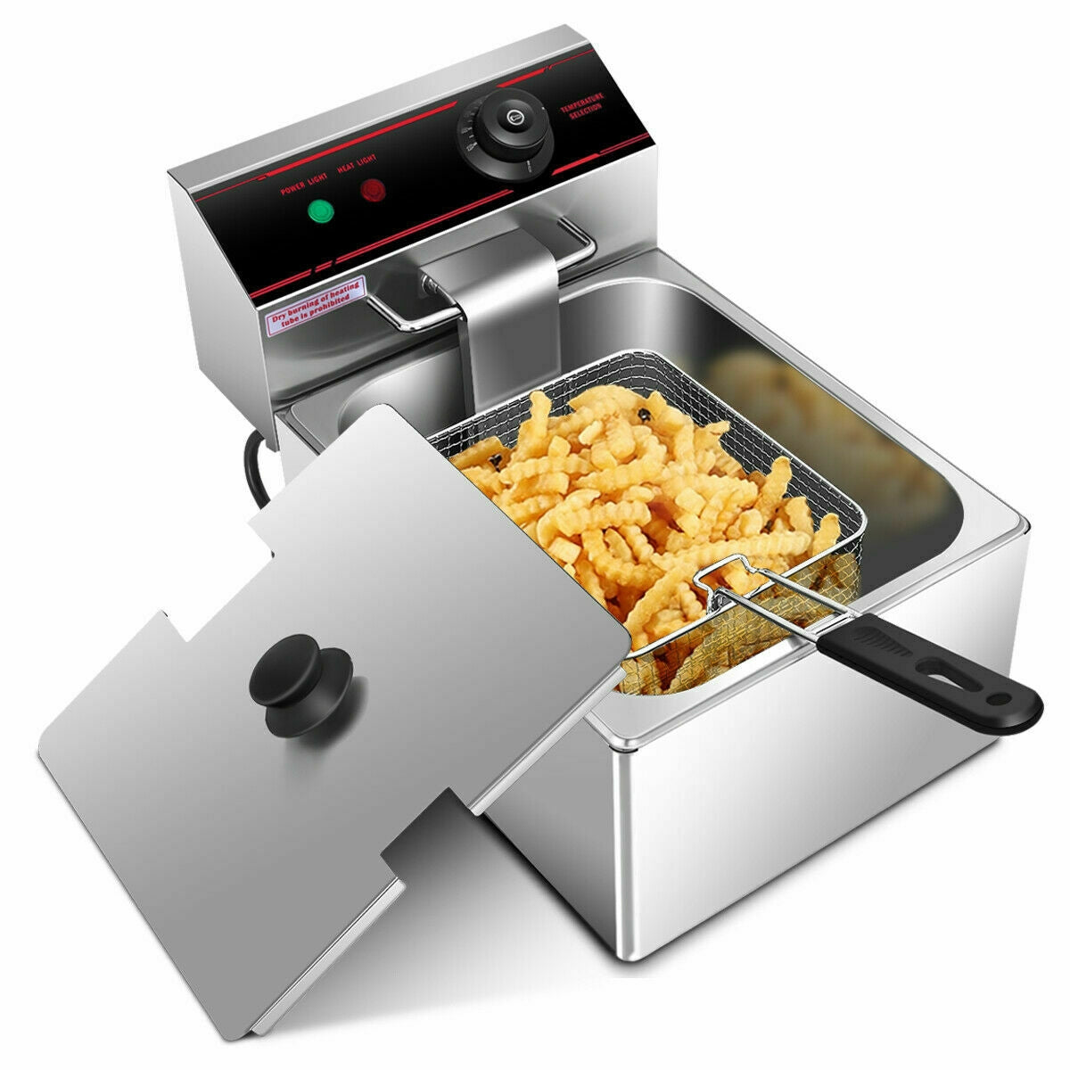 1700W Single Electric Deep Fryer with Basket Scoop UnitÂ