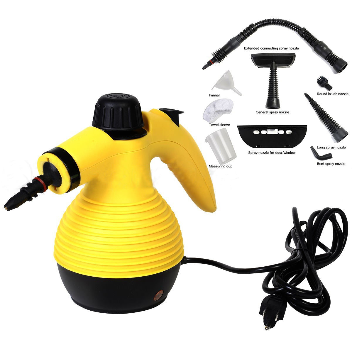 1050W Multi-Purpose Handheld Pressurized Steam Cleaner-YellowÂ