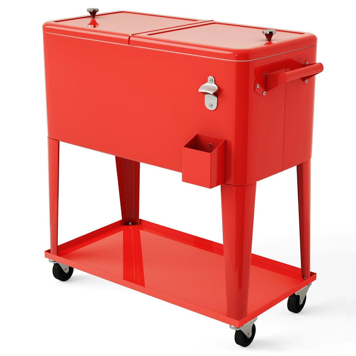 80 Quart Outdoor Patio Rolling Steel Construction CoolerÂ