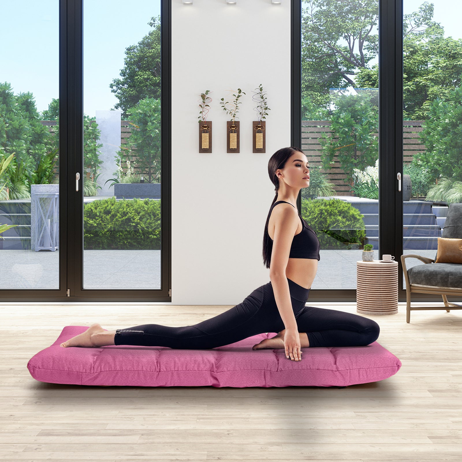 14-Position Adjustable Folding Lazy Gaming Sofa-PinkÂ