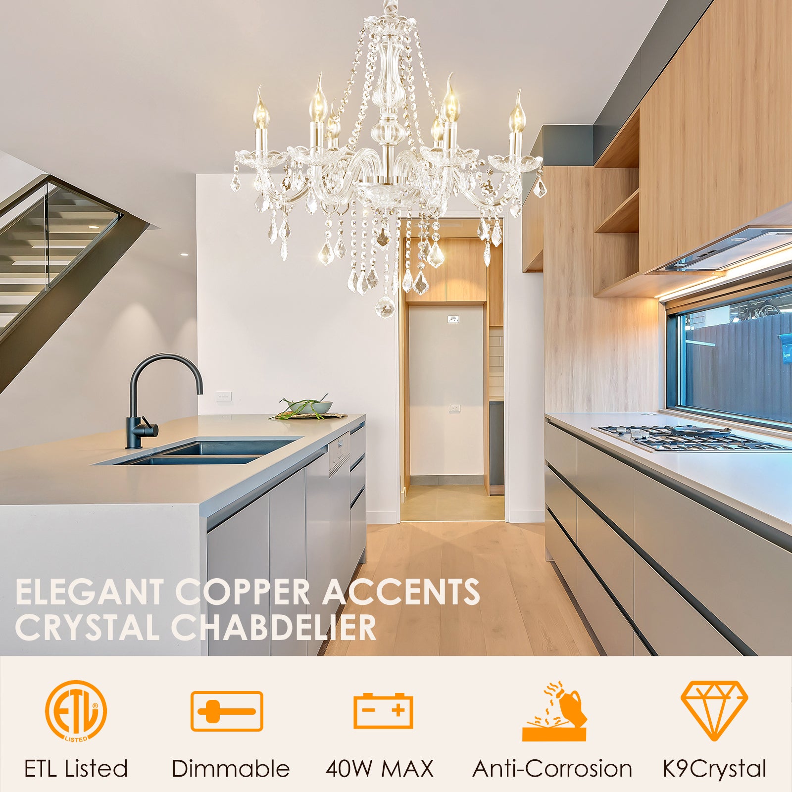 Elegant Crystal Chandelier Ceiling LightÂ
