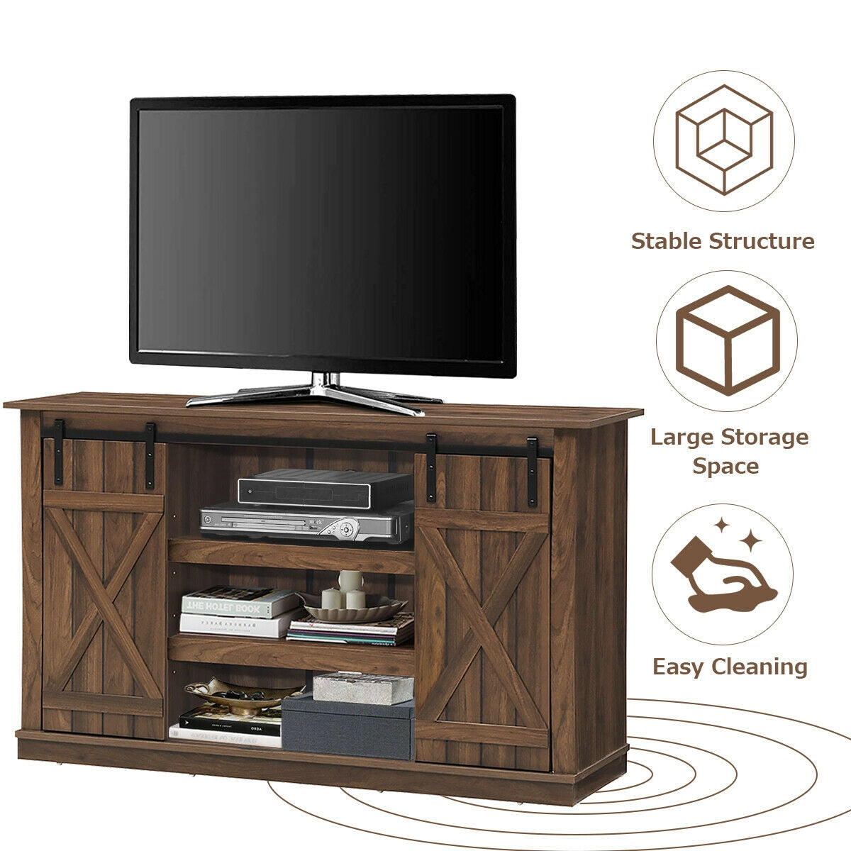 Sliding Barn TV Stand Console Table-BrownÂ