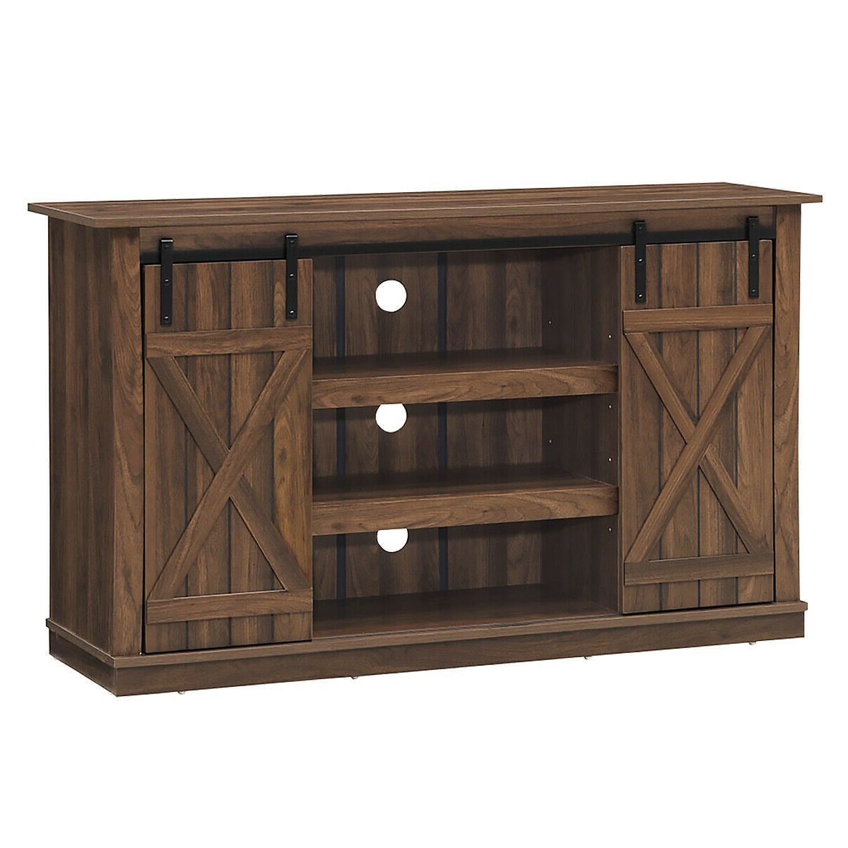 Sliding Barn TV Stand Console Table-BrownÂ