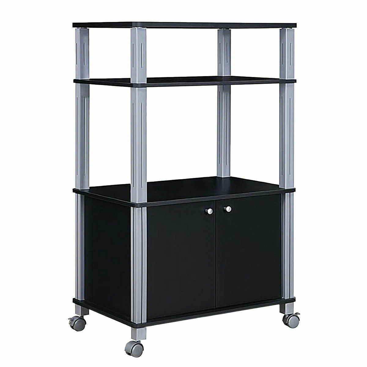 Microwave Rack Stand Rolling Storage Cart-BlackÂ