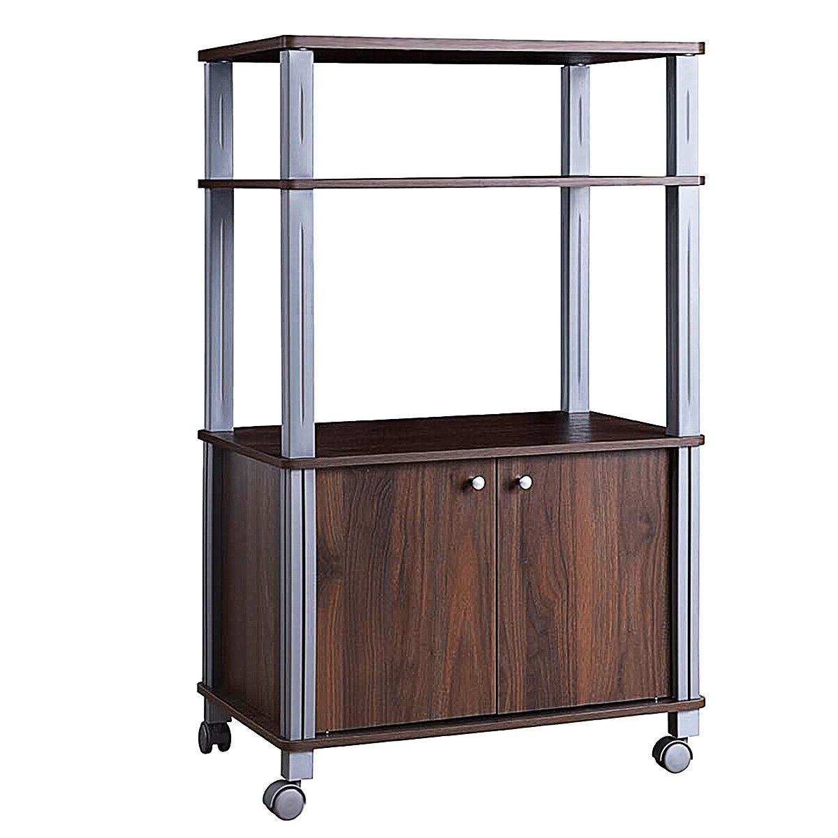 Microwave Rack Stand Rolling Storage Cart-WalnutÂ