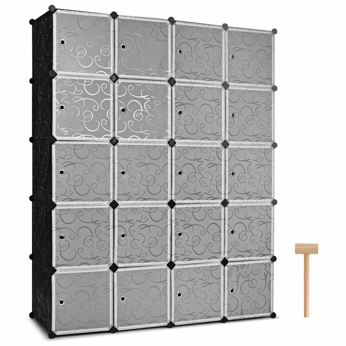 20-Cube DIY Plastic Cube Storage Organizer with DoorsÂ
