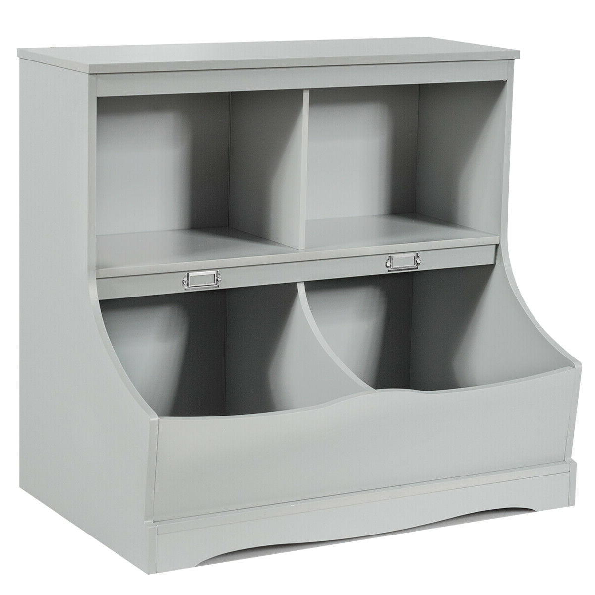 3-Tier Kids Bookcase Storage Organizer-GrayÂ