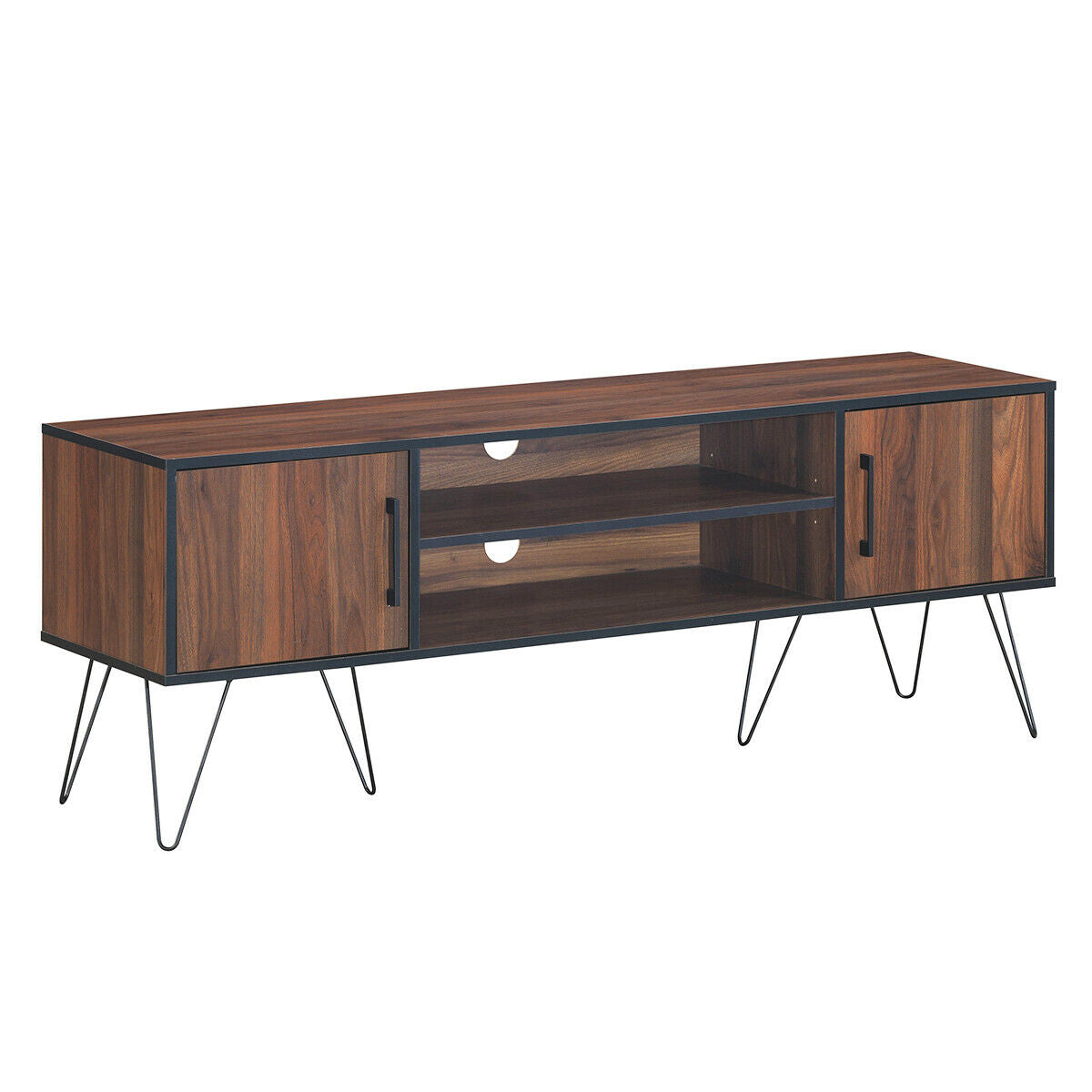 Retro Modern TV Stand with 6 Metal Legs for TVs up to 65 Inch with 2 Cable HolesÂ
