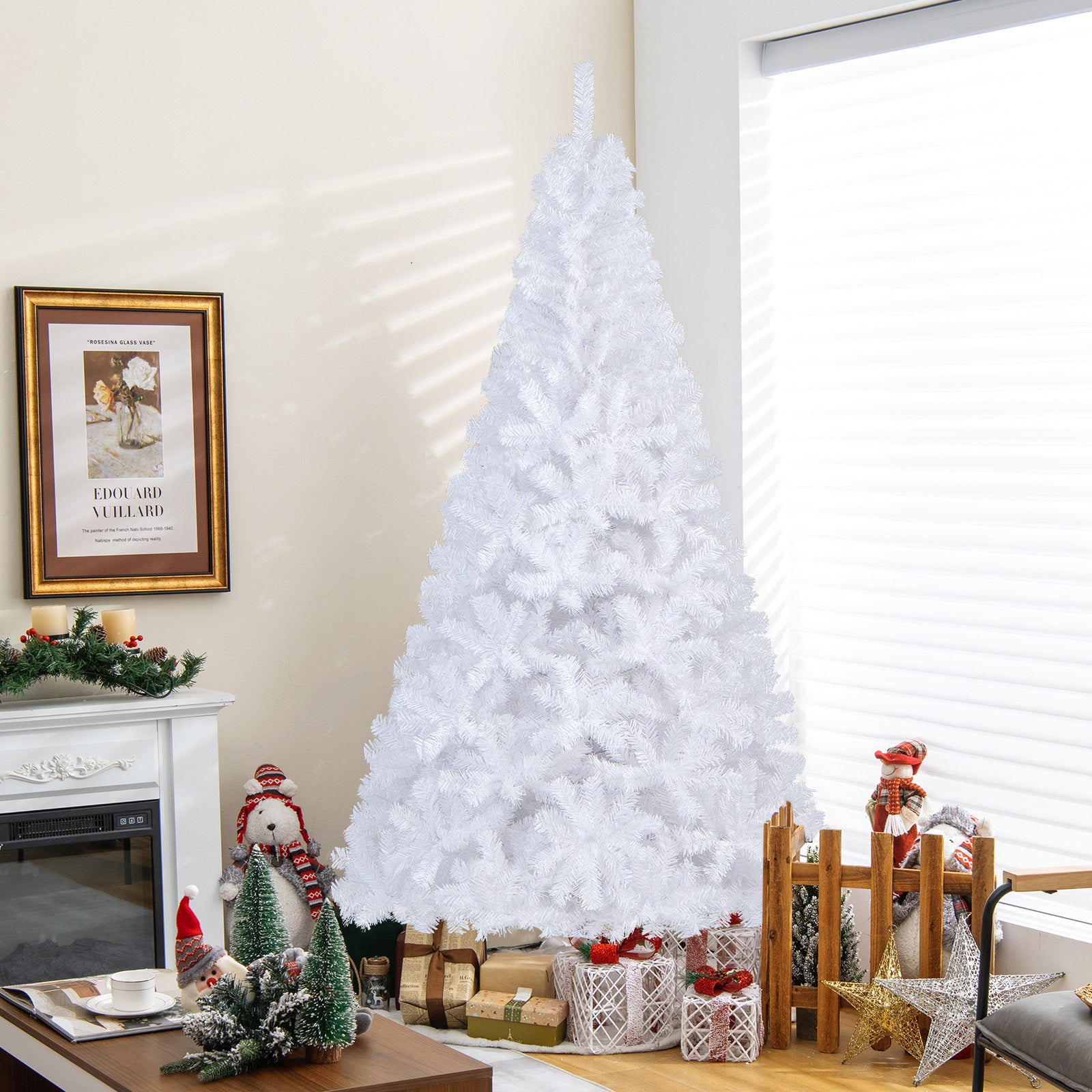 7 ft White Christmas Tree with Solid Metal Stand-7 ftÂ