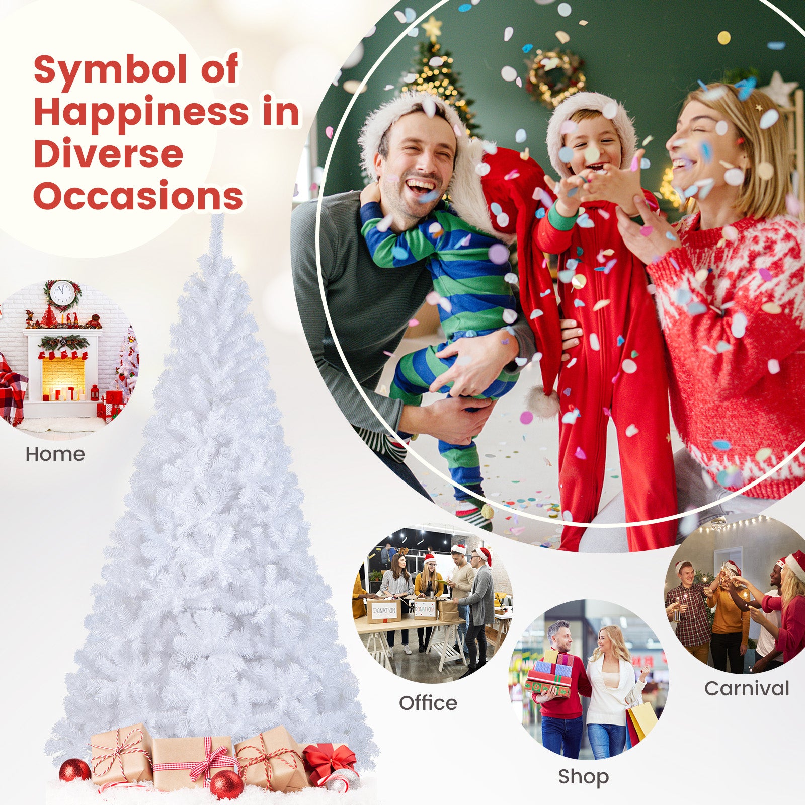 8 ft White Christmas Tree with Solid Metal Stand-8 ftÂ