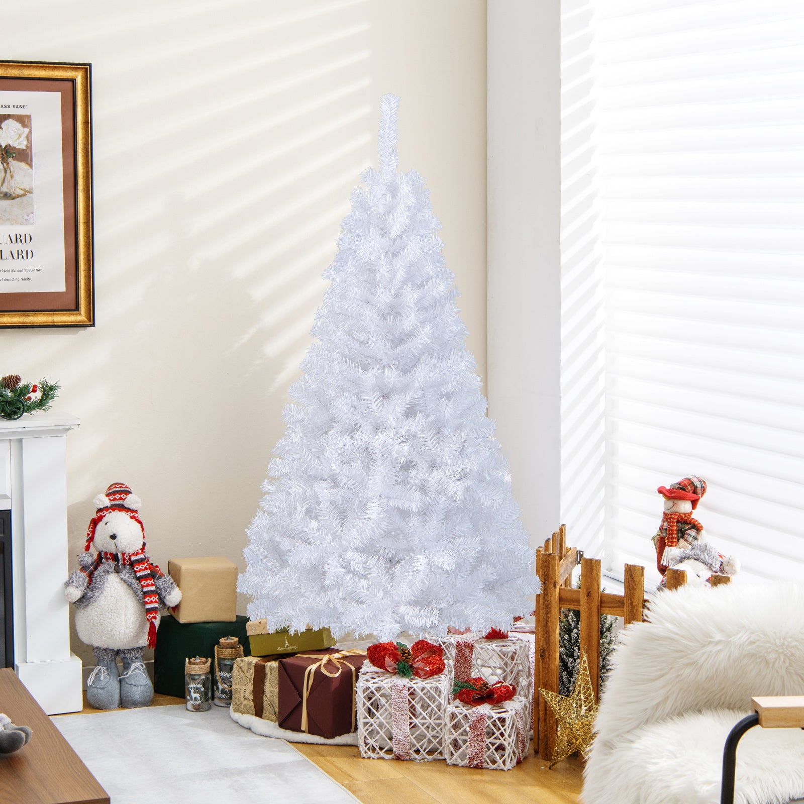 5 ft White Artificial PVC Christmas Tree with Solid Metal Stand-5 ftÂ