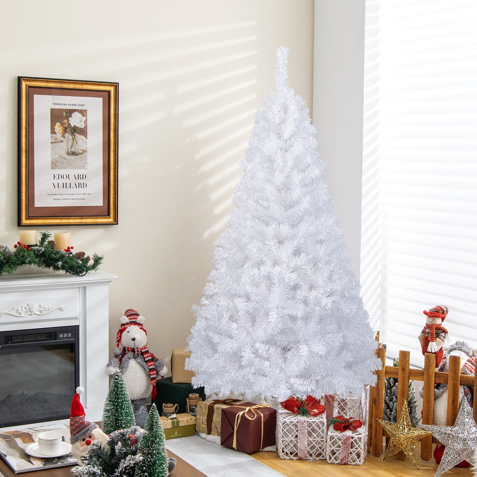 6 ft White Christmas Tree with Solid Metal Stand-6 ftÂ