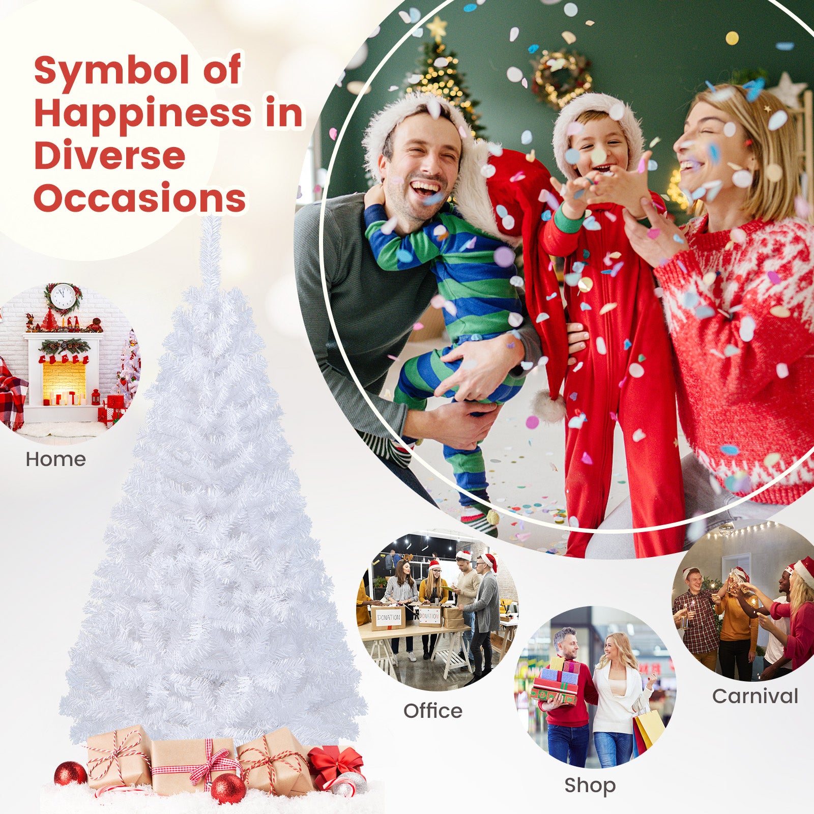 6 ft White Christmas Tree with Solid Metal Stand-6 ftÂ