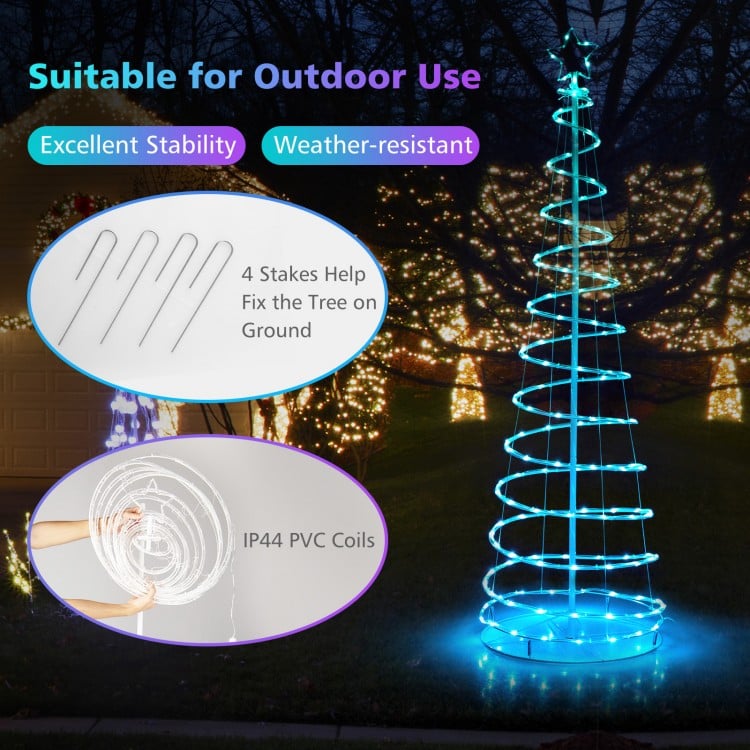 6 Feet Light Up Spiral Christmas Tree with Tree Top Star