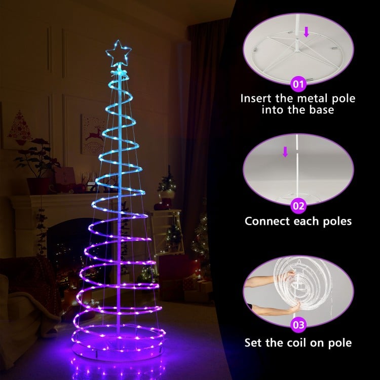 6 Feet Light Up Spiral Christmas Tree with Tree Top Star