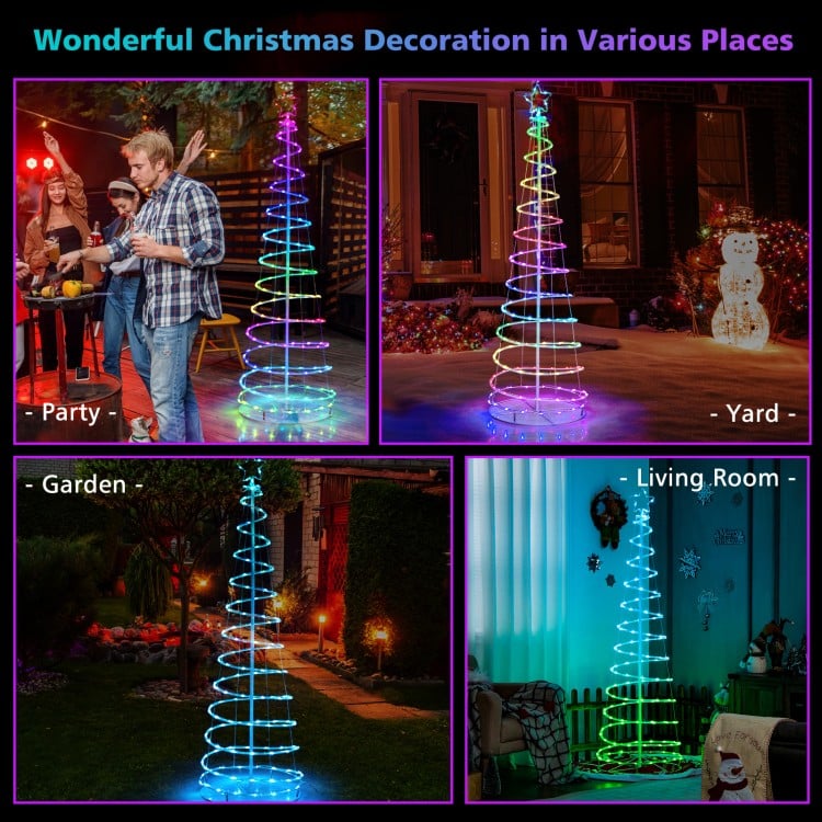 6 Feet Light Up Spiral Christmas Tree with Tree Top Star