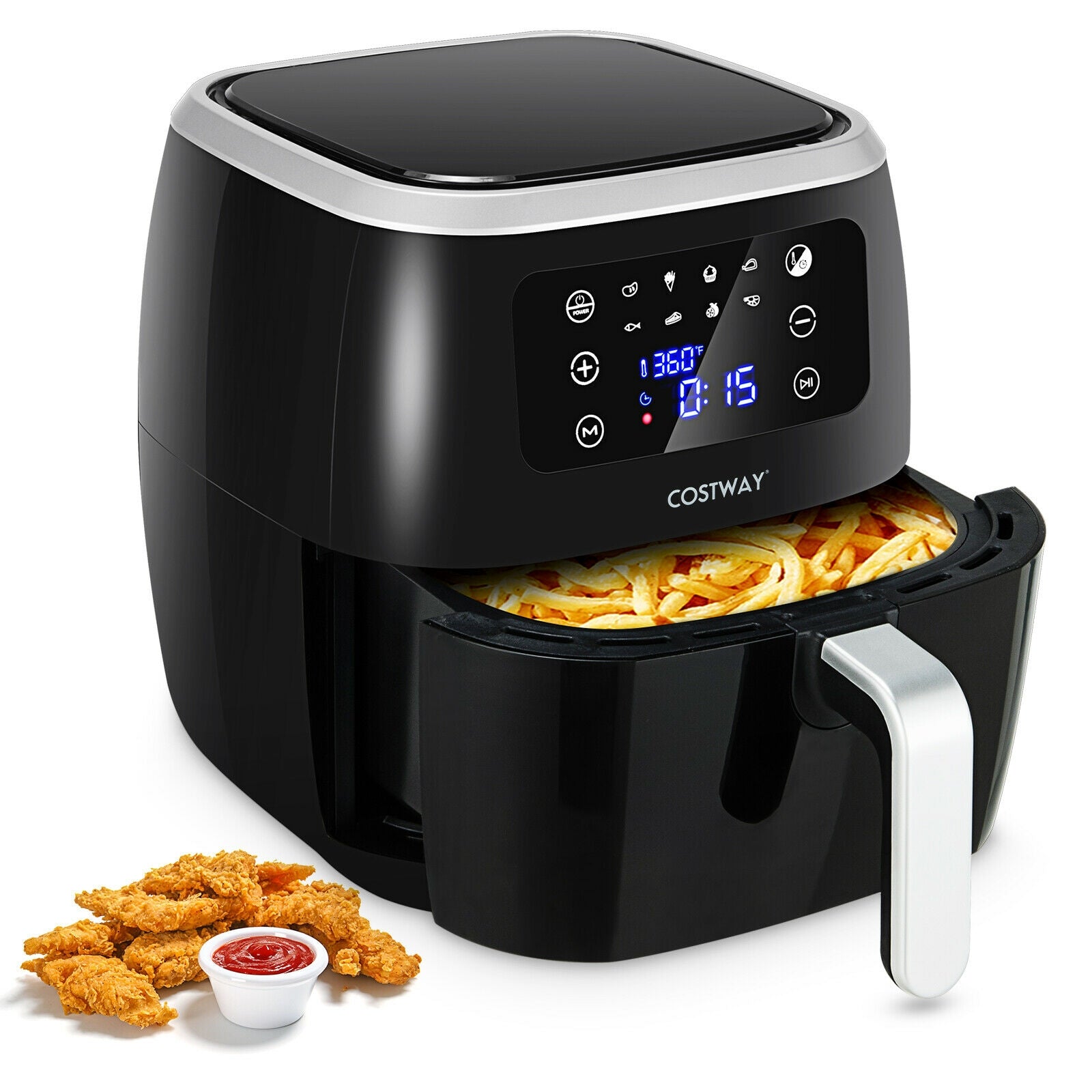 6.5QT Air Fryer Oilless Cooker with 8 Preset Functions and Smart Touch Screen-Black