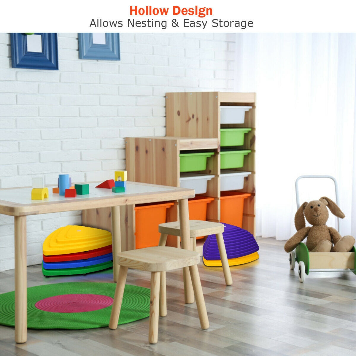 11 Pieces Non-Slip Bottom Kids Balance Stepping StonesÂ