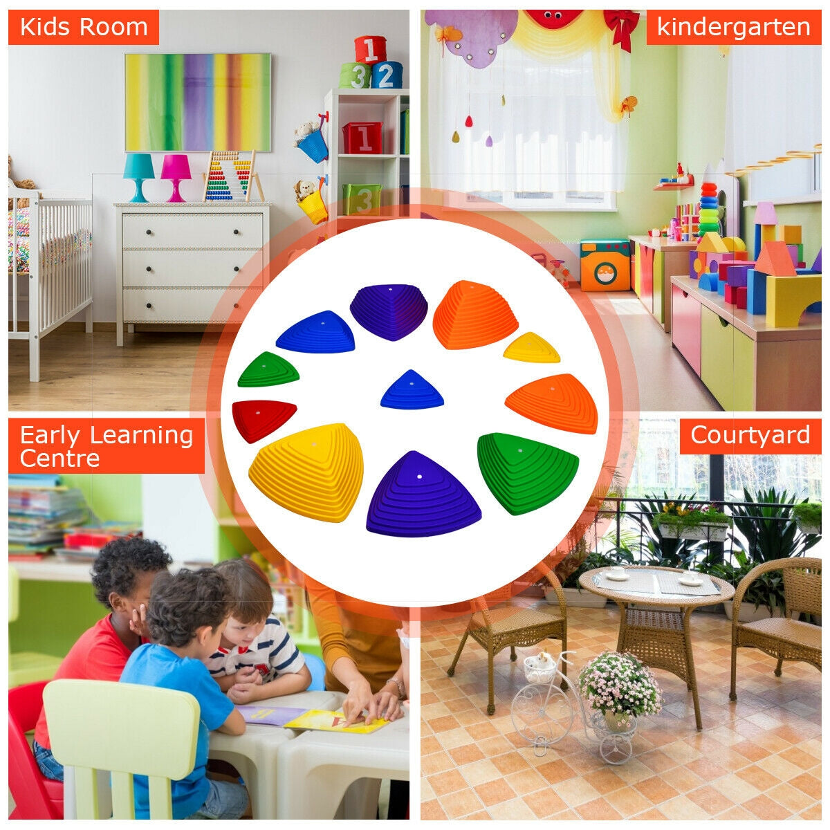 11 Pieces Non-Slip Bottom Kids Balance Stepping StonesÂ