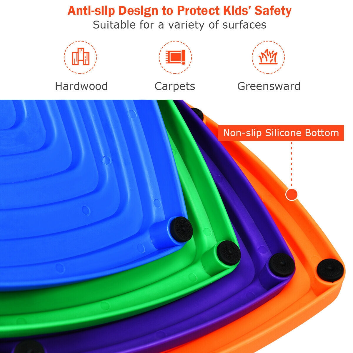 11 Pieces Non-Slip Bottom Kids Balance Stepping StonesÂ