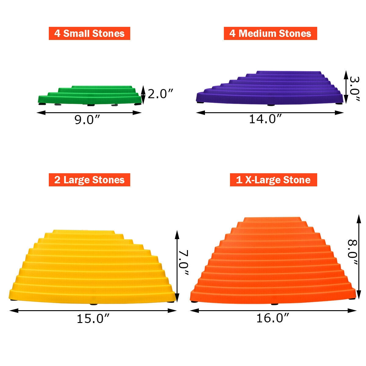 11 Pieces Non-Slip Bottom Kids Balance Stepping StonesÂ