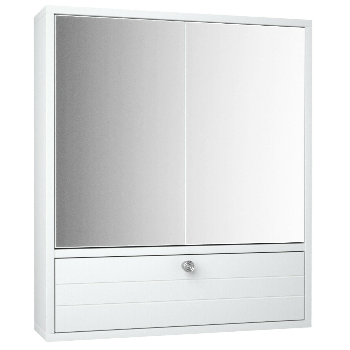 Bathroom Double Mirror Door Wall Mount Storage Wood CabinetÂ