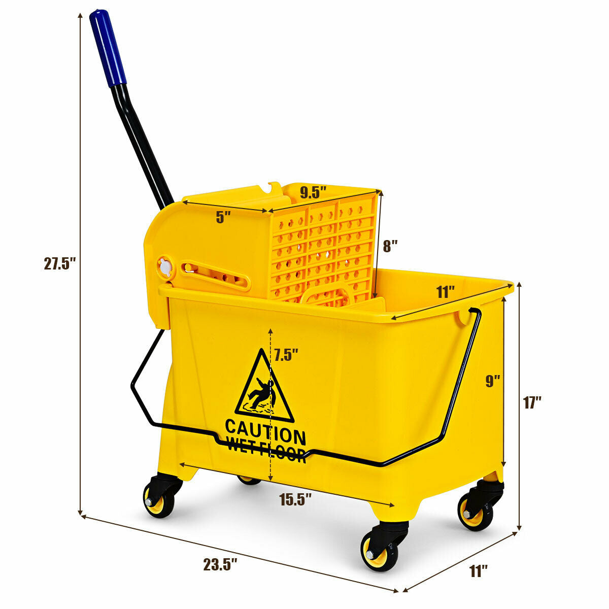 21 Quart Mop Bucket Side Press Wringer on Wheels With PanelÂ