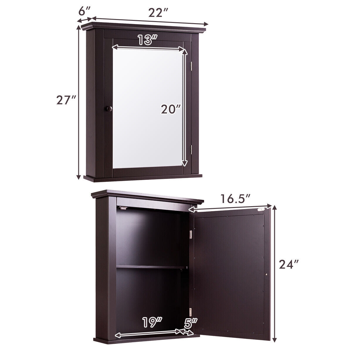 Bathroom Wall Mounted Storage Mirror Medicine CabinetÂ