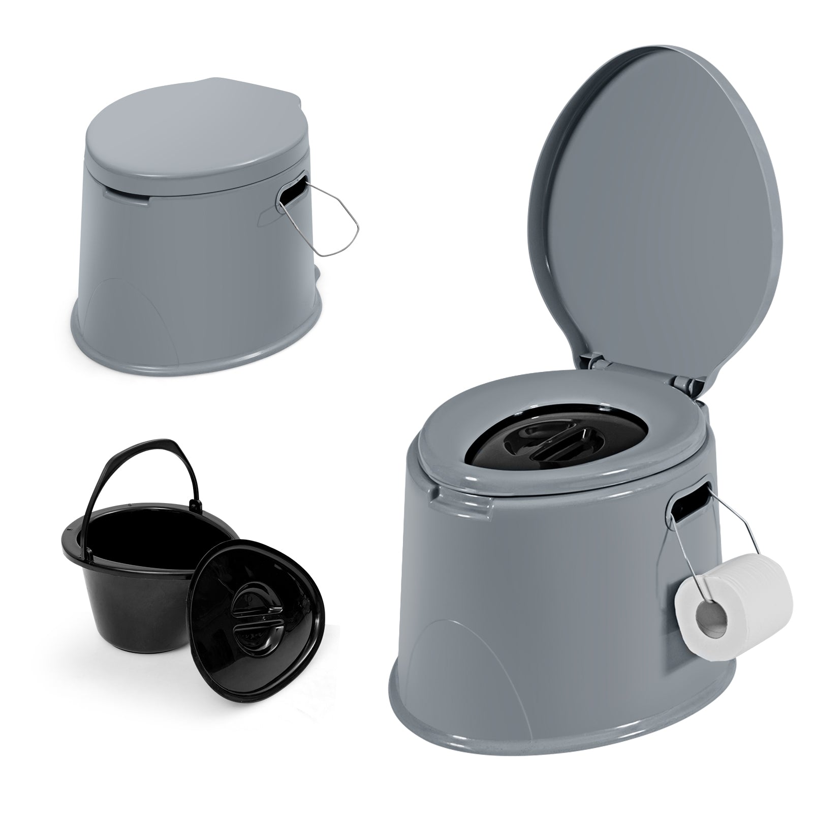 5L Portable Travel Toilet with Paper Holder for OutdoorÂ
