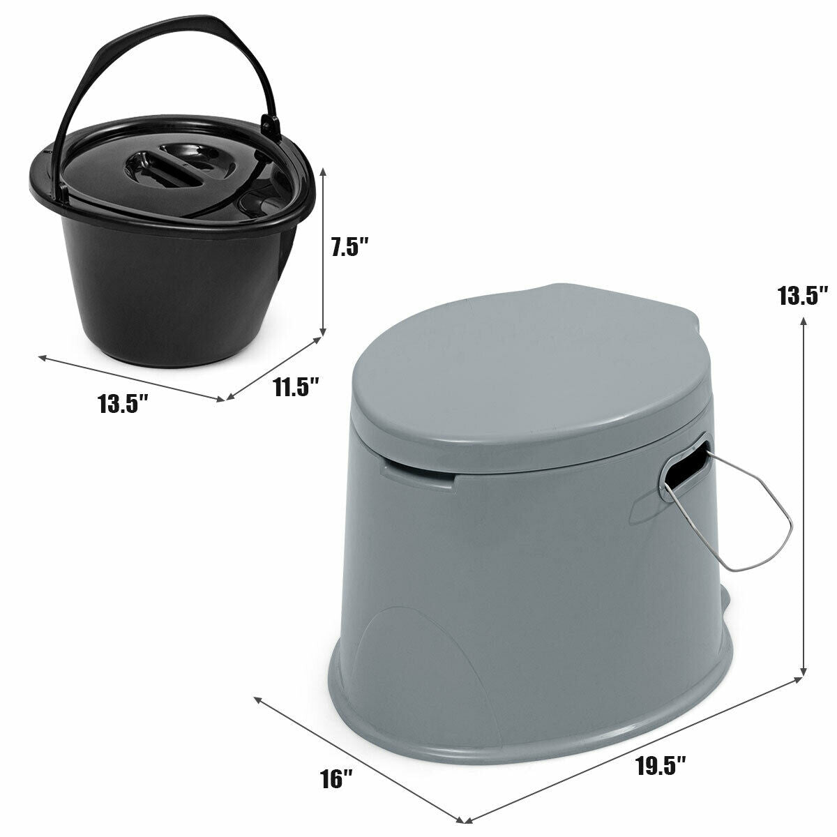 5L Portable Travel Toilet with Paper Holder for OutdoorÂ