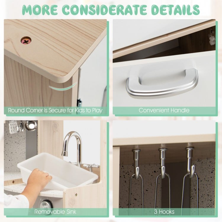 Kids Corner Wooden Kitchen Playset with Cookware Accessories