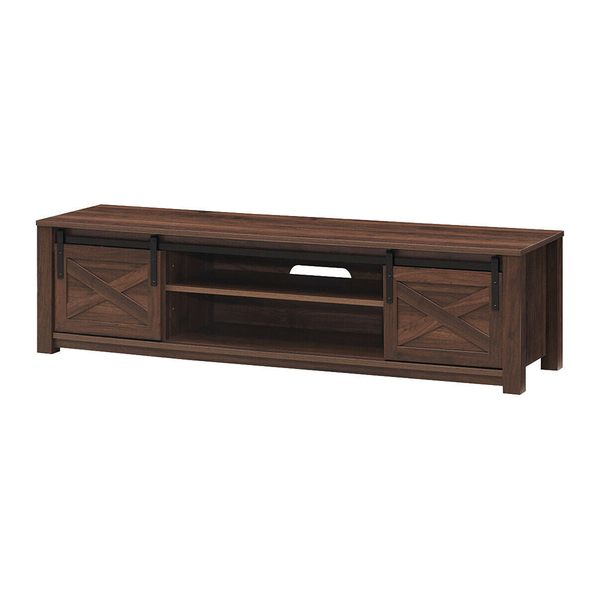 65" Flat Sliding Barn Door TV Stand-BrownÂ