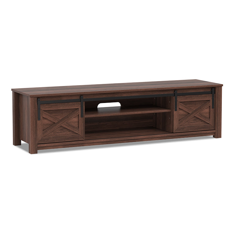 65" Flat Sliding Barn Door TV Stand-BrownÂ