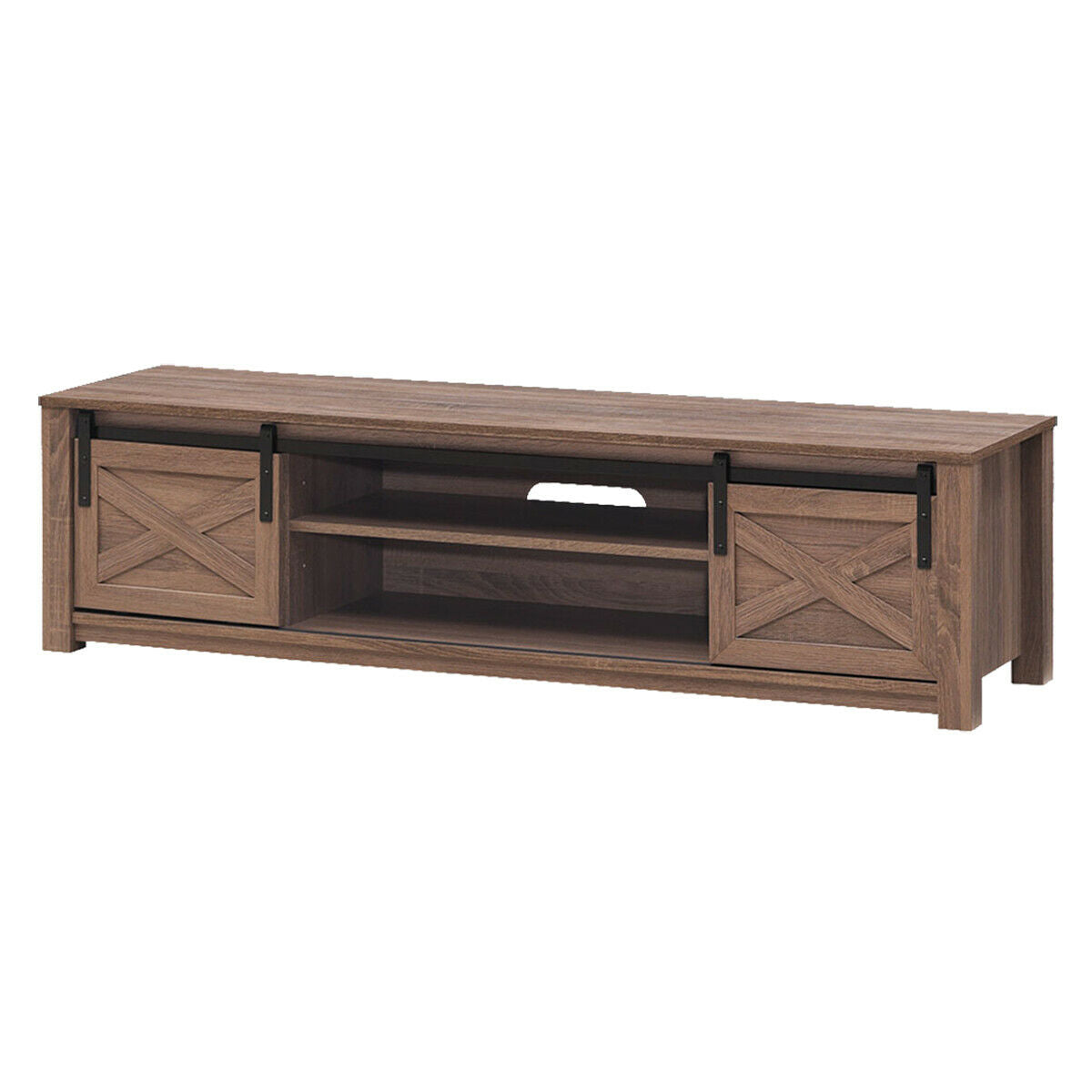 65" Flat Sliding Barn Door TV Stand-WalnutÂ