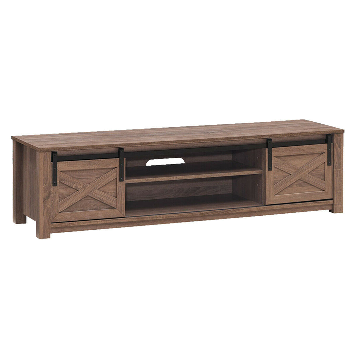 65" Flat Sliding Barn Door TV Stand-WalnutÂ
