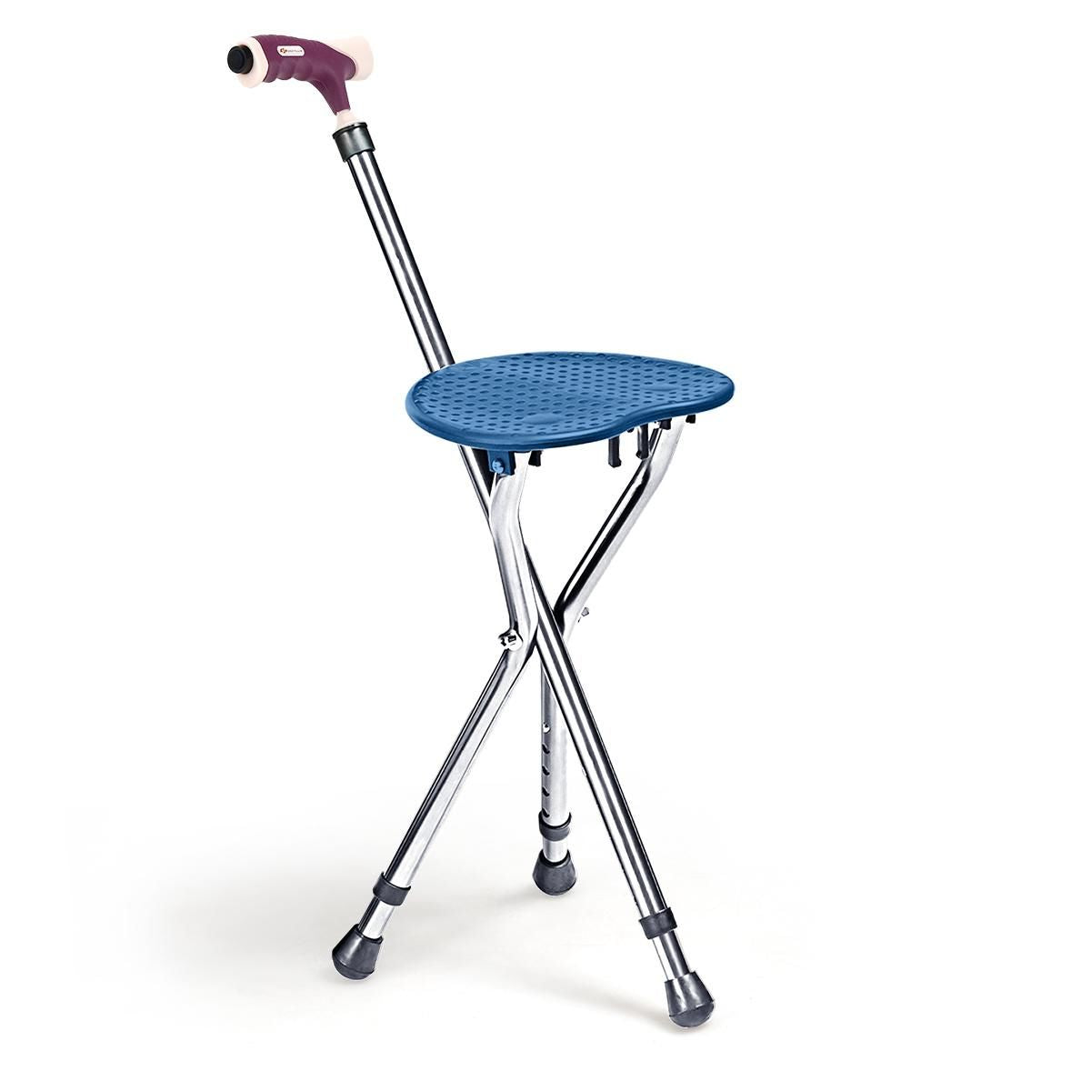 Lightweight Adjustable Folding Cane Seat with Light-BlueÂ