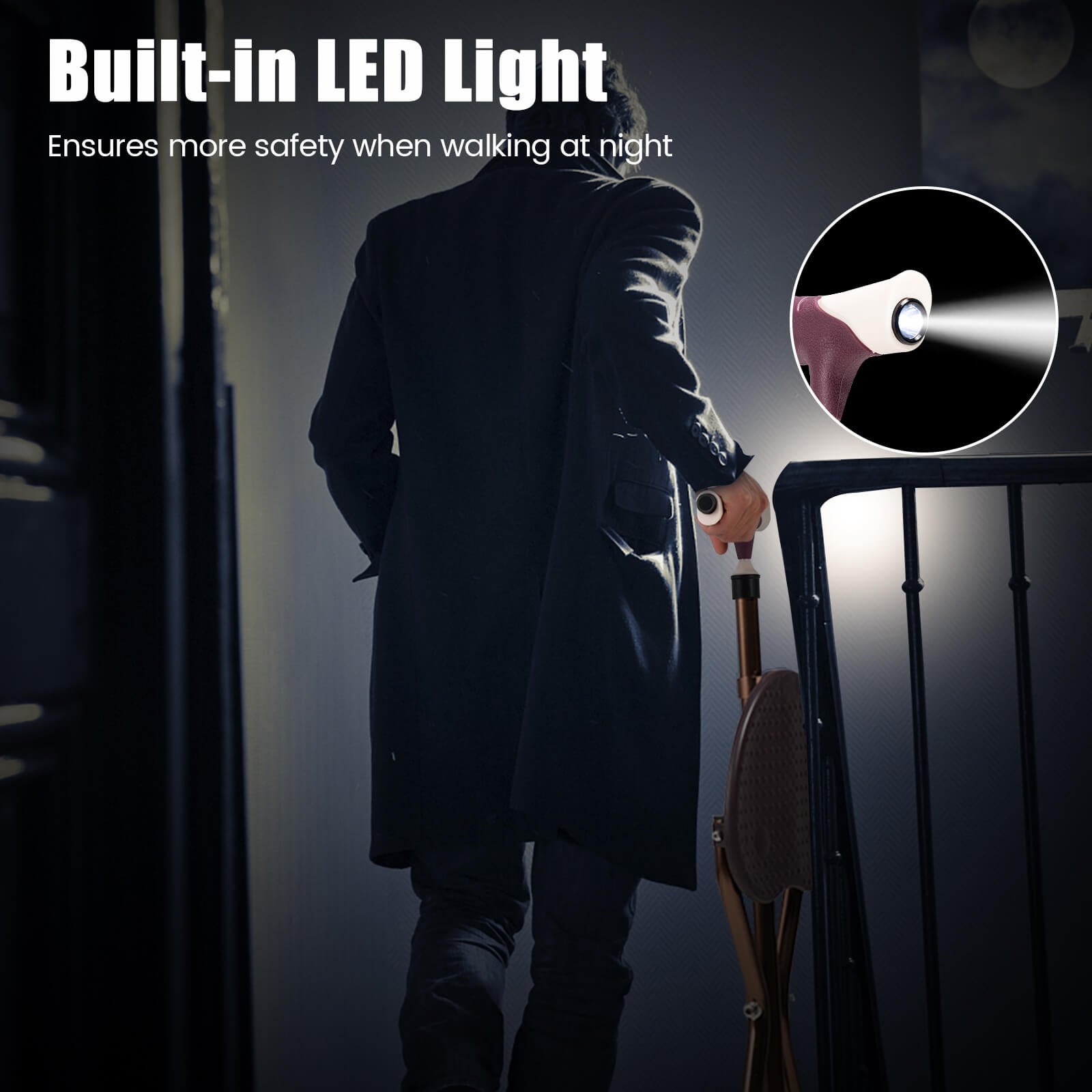 Lightweight Adjustable Folding Cane Seat with Light-Brown