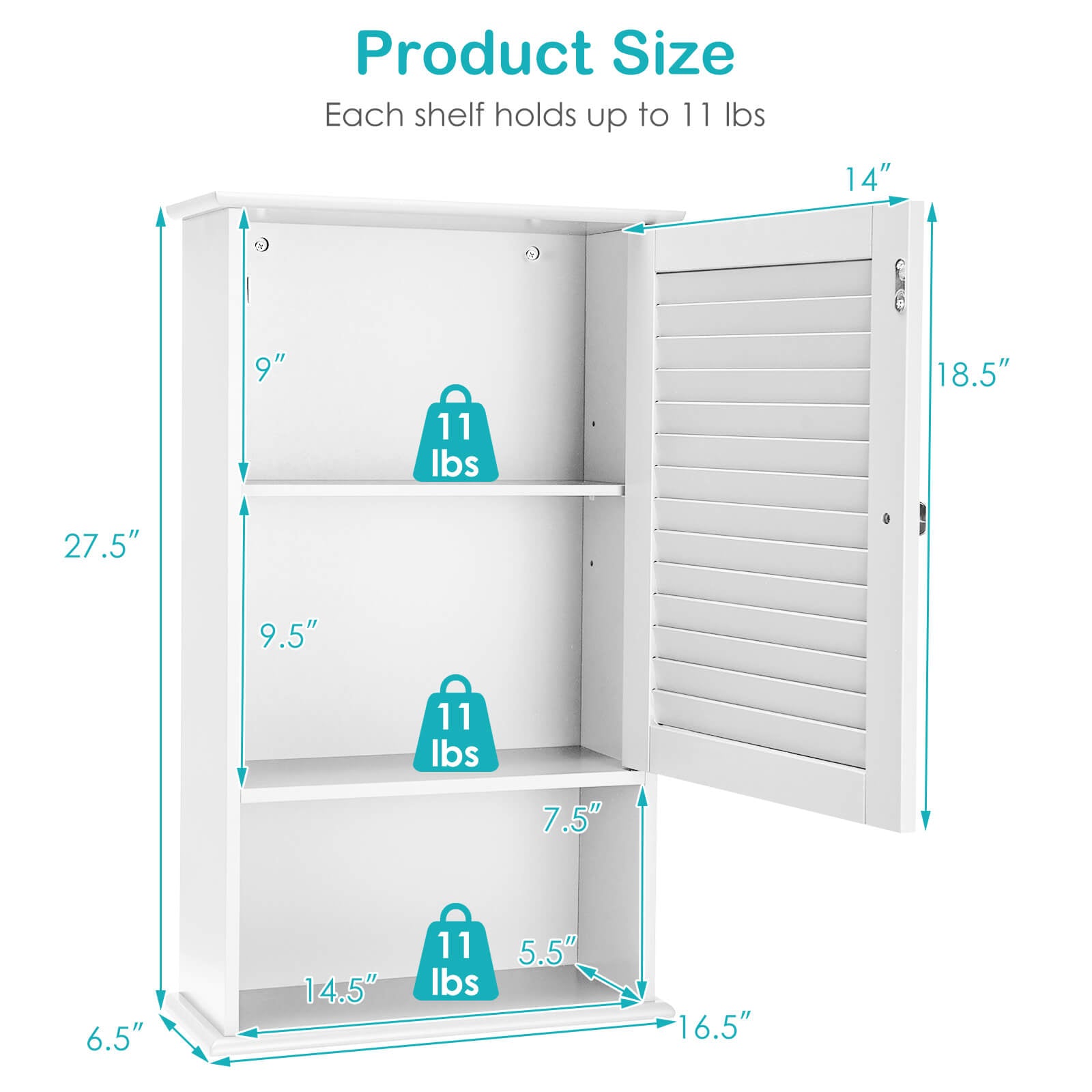 27.5" H Wall Hanging Bathroom Storage CabinetÂ