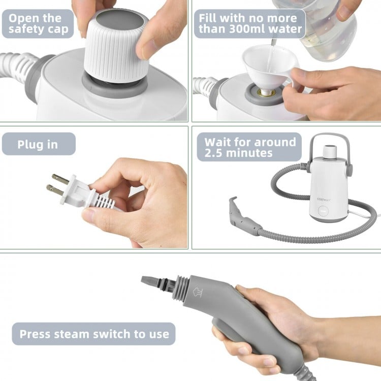 1000W Multifunction Portable Hand-held Steam Cleaner with 10 Accessories
