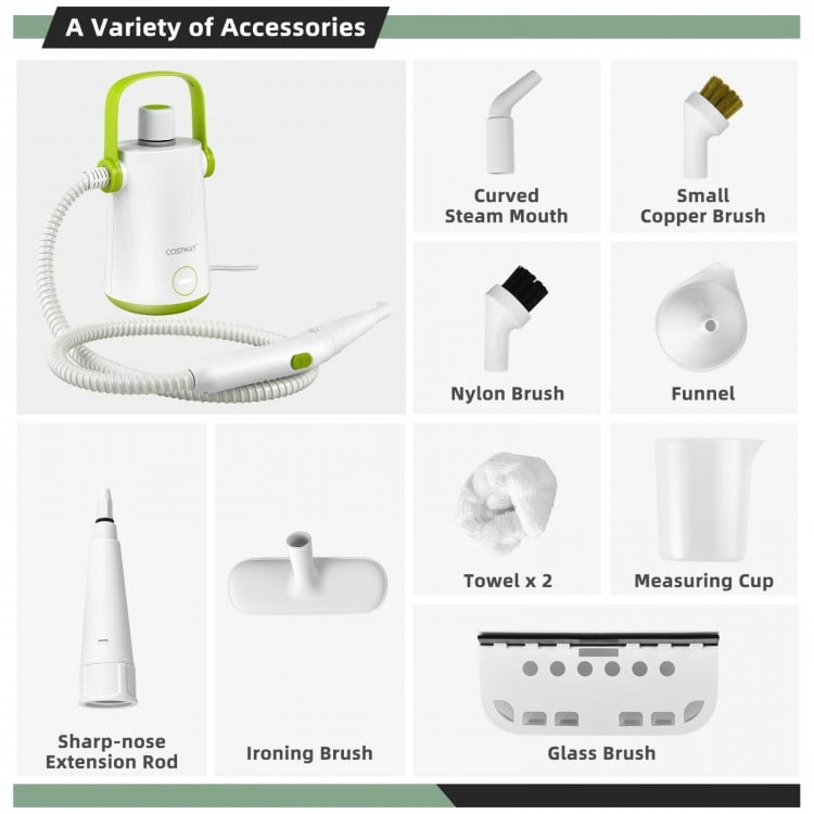 1000W Multifunction Portable Hand-held Steam Cleaner with 10 Accessories