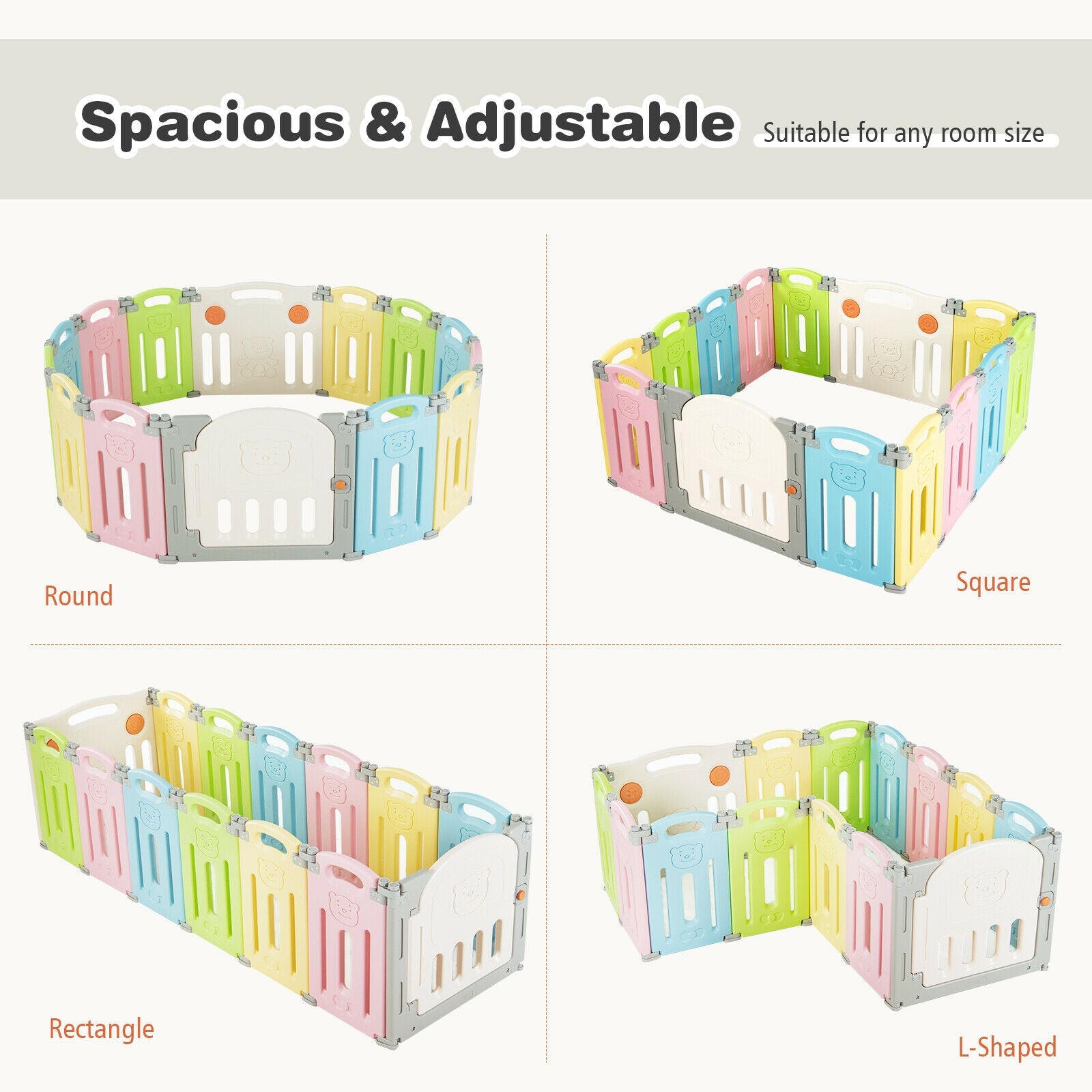 Foldable Baby Playpen 14 Panel Activity Center Safety Play Yard-MulticolorÂ