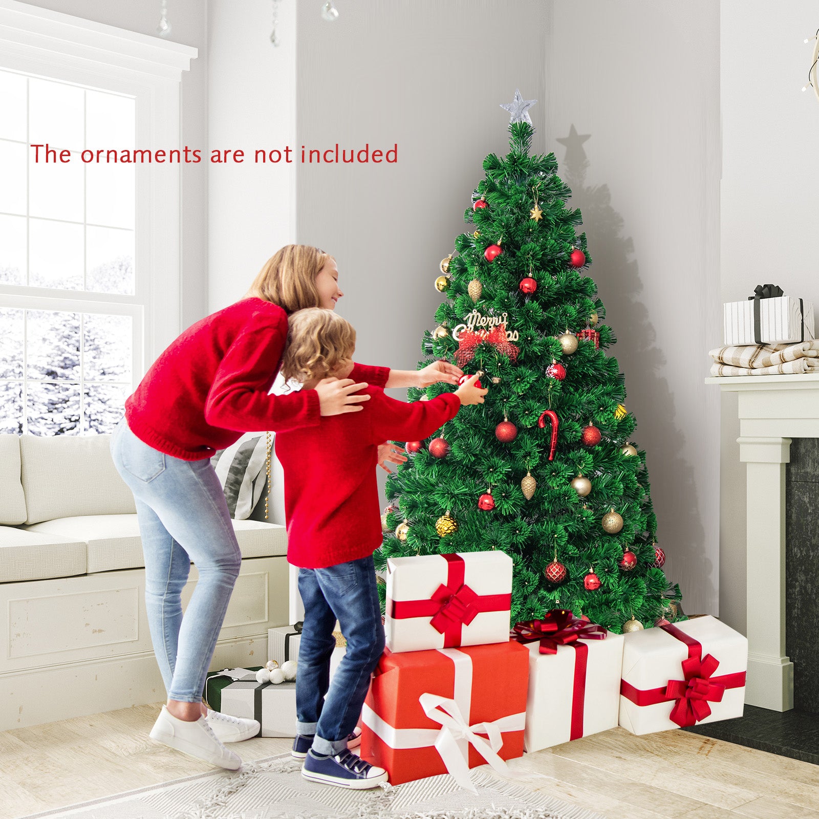 5'/6'7' LED Fiber Optic Artificial Christmas Tree w/ Top Star-6'Â