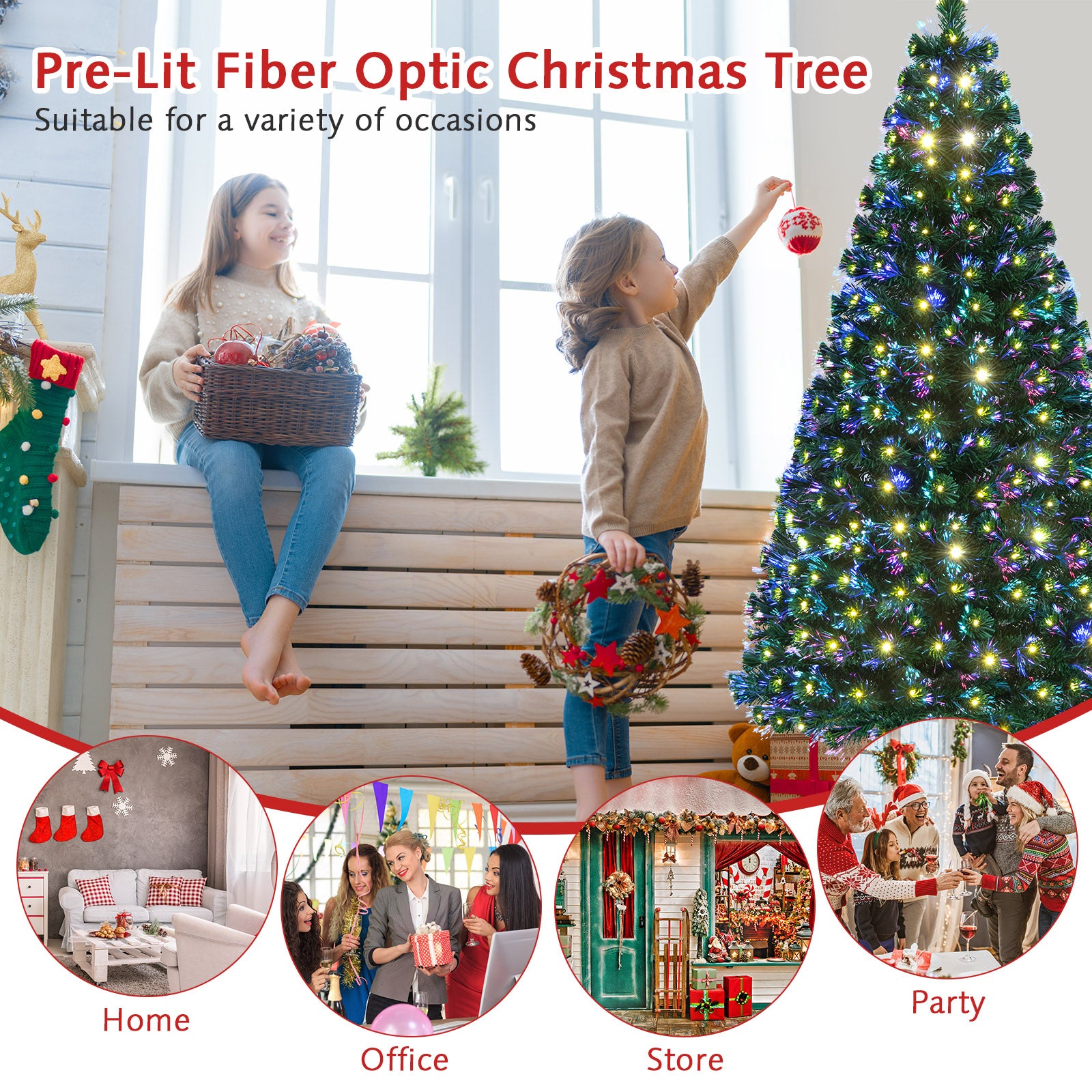 5'/6'7' LED Fiber Optic Artificial Christmas Tree w/ Top Star-6'Â