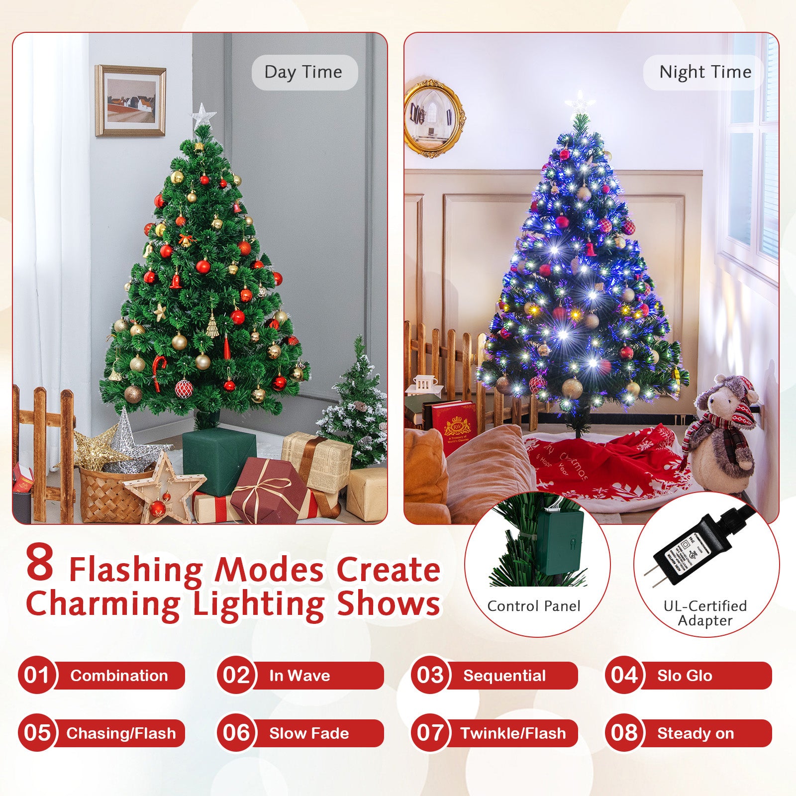 5'/6'7' LED Fiber Optic Artificial Christmas Tree w/ Top Star-5'Â