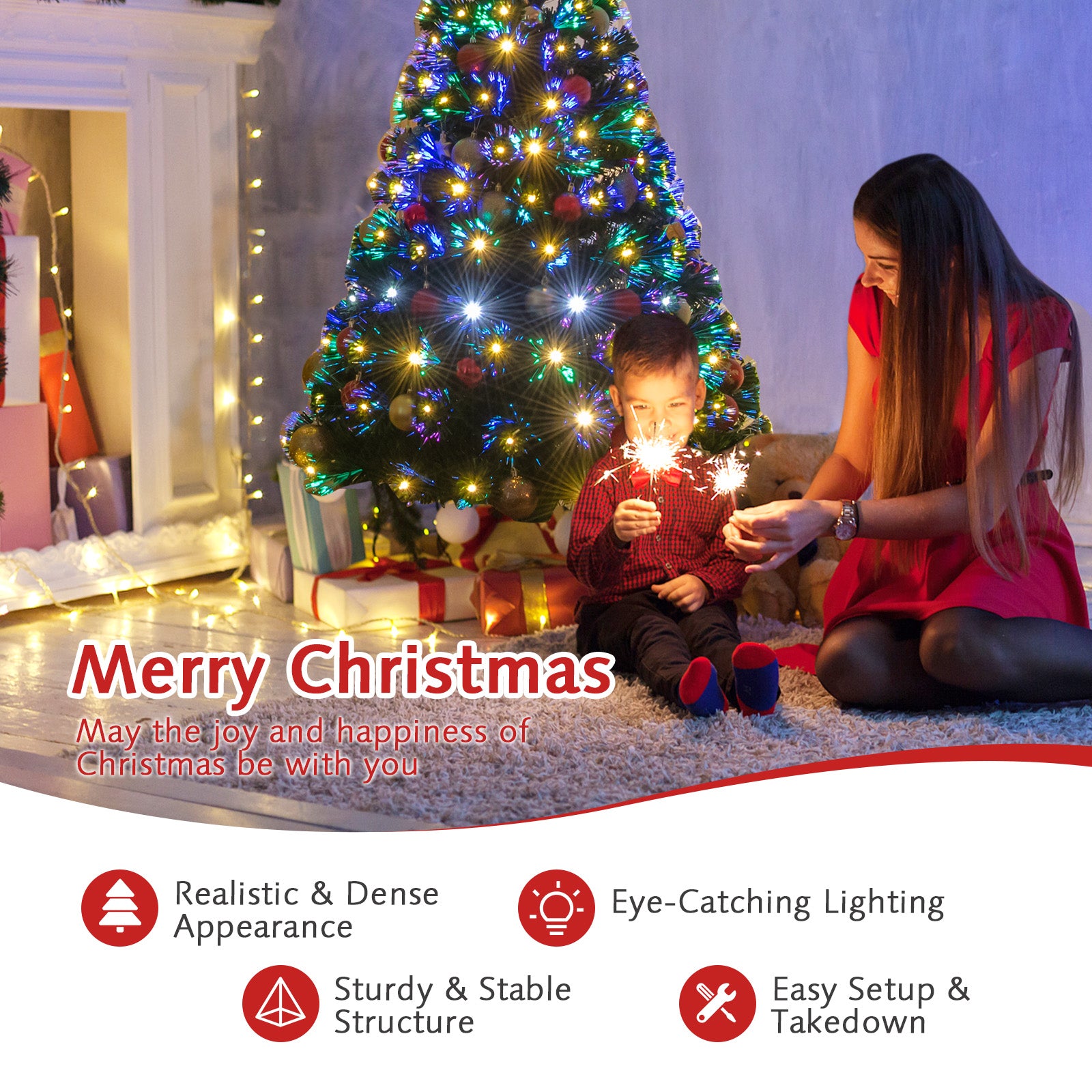 5'/6'7' LED Fiber Optic Artificial Christmas Tree w/ Top Star-5'Â