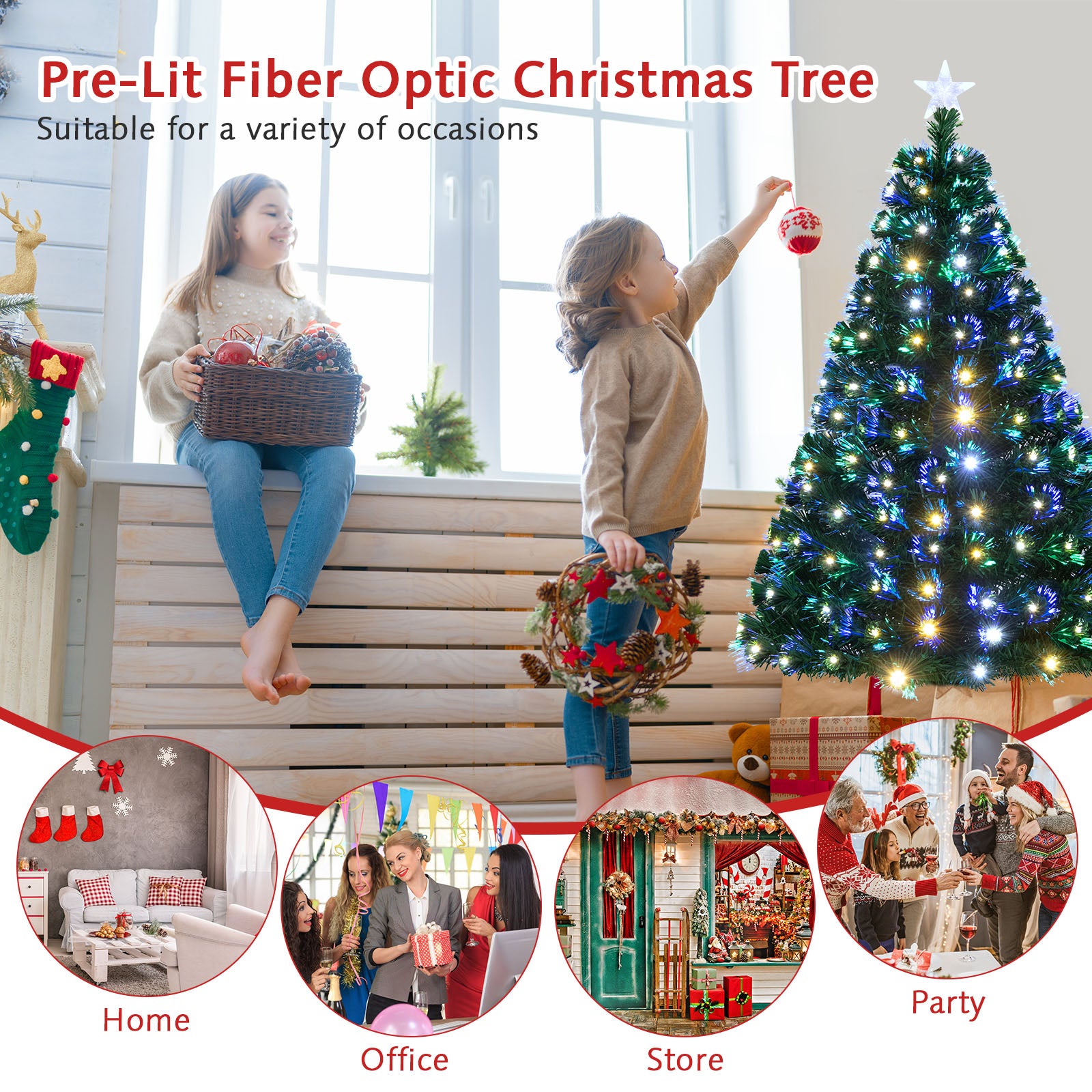 5'/6'7' LED Fiber Optic Artificial Christmas Tree w/ Top Star-5'Â