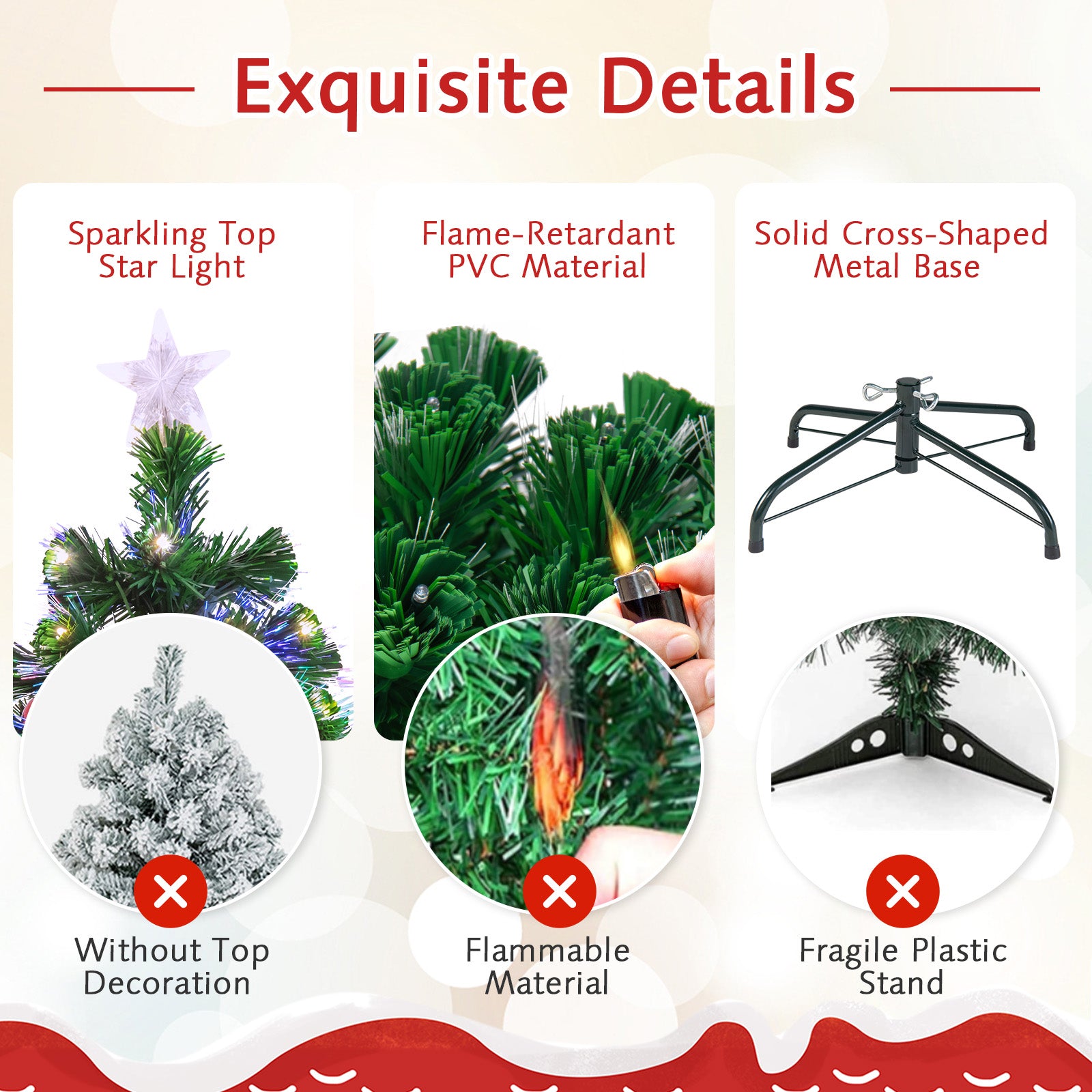 5'/6'7' LED Fiber Optic Artificial Christmas Tree w/ Top Star-7'Â